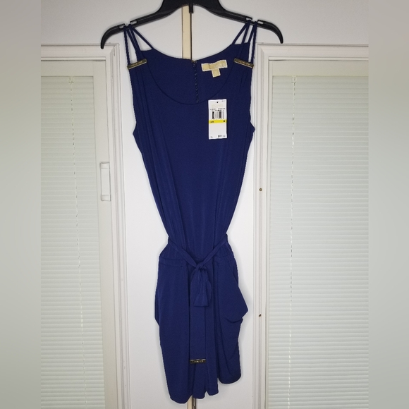 Michael Kors Pants - NWT Michael Kors Prussian Blue Belted Romper